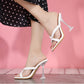 Square Head Cross With Transparent Wine Glass And High Heel Sandals And Slippers