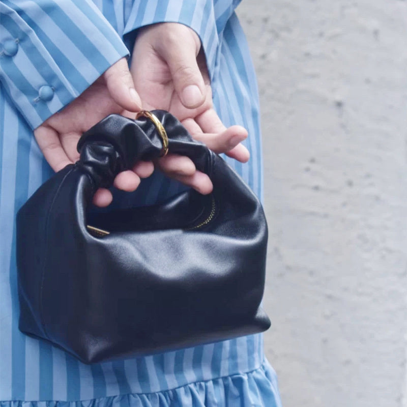 Tide Brand With The Same Paragraph Handbag Mini Bucket Bag Personality Fold Handbag