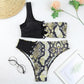 Damen Split Badeanzug One Shoulder Leopard Print Bikini Neue Stil Bademode