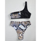 Damen Split Badeanzug One Shoulder Leopard Print Bikini Neue Stil Bademode