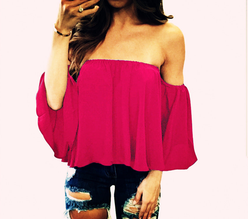 Sexy Top Off-The-Shoulder Lose T-shirt