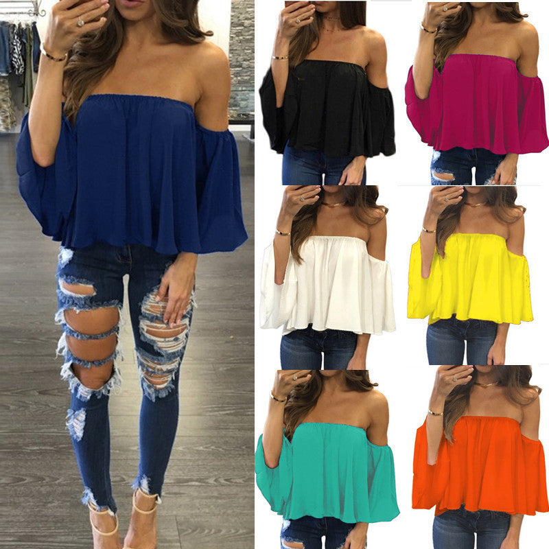 Sexy Top Off-The-Shoulder Lose T-shirt