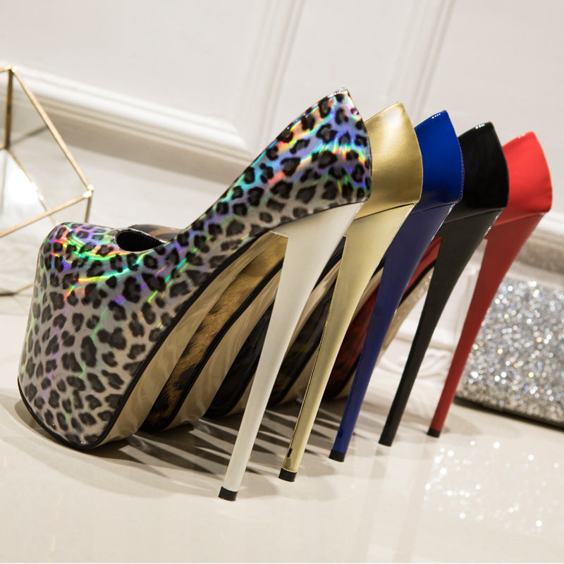 Scarpe con tacco a spillo super alte con stampa leopardata sfumata