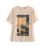 Summer New Fashion Ins Casual Loose Mid-length Palm Paulownia Print Short-sleeved T-shirt