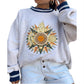 Damenmode Persönlichkeit Druck Rundhals Lose Pullover Langarm Pullover Frauen