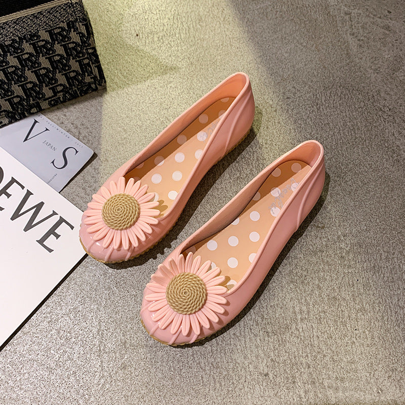 Stivali da pioggia estivi da donna con crisantemo, modello basso