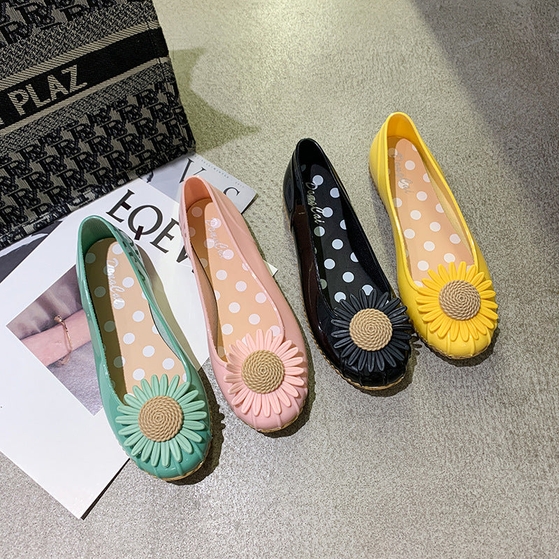 Stivali da pioggia estivi da donna con crisantemo, modello basso