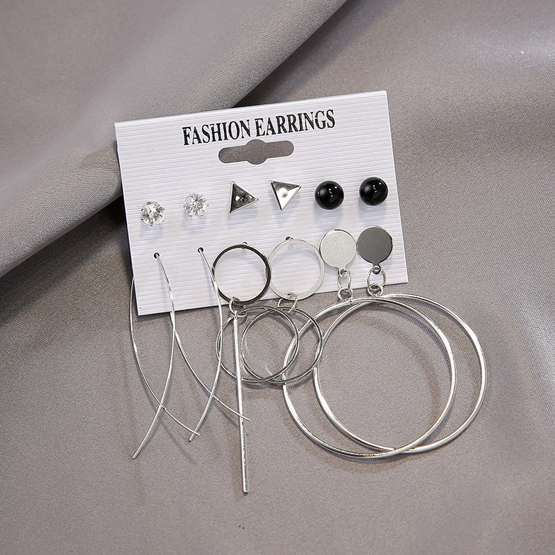 Orecchini a cerchio geometrico con diamanti e perle finte in acrilico, set di orecchini a cerchio con diamanti e perle finte, molto venduti oltre confine