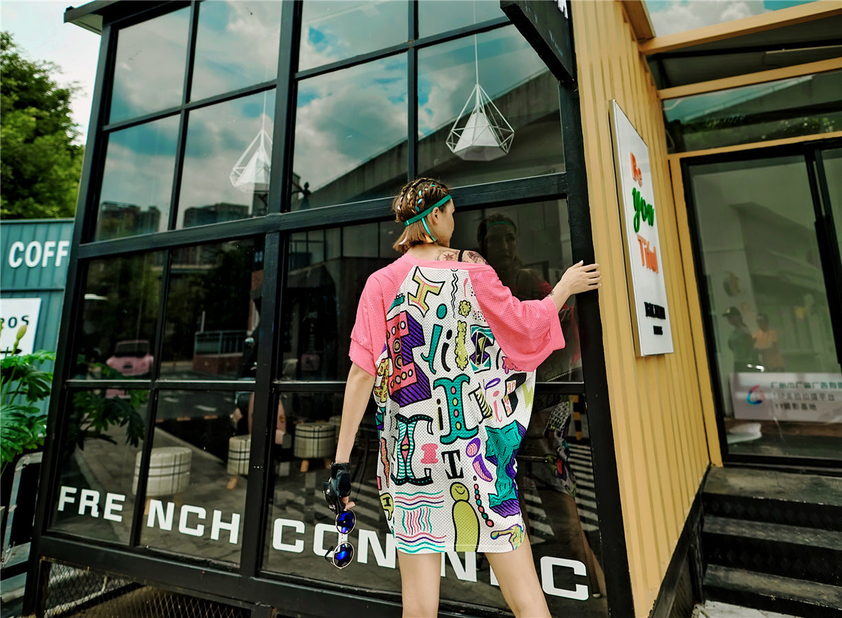 Nuovo marchio di moda del Guangdong, maglietta ampia e di grandi dimensioni per le donne.