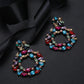 Creative Exaggerated Mixed Color Glass Diamond Retro Tassel Earrings