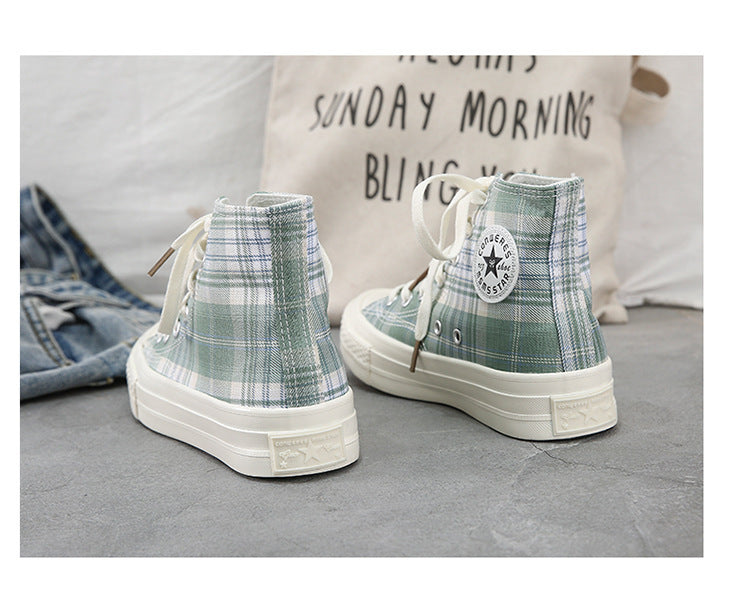 High-top Canvas Shoes Female Niche Original White Shoes Student Wild Retro Hong Kong Style Sneakers