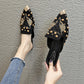 Oberbekleidung Baotou Half Drag Damenschuhe Strass All-Match Spitz Flache Schuhe