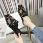 Oberbekleidung Baotou Half Drag Damenschuhe Strass All-Match Spitz Flache Schuhe