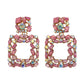 Creative Exaggerated Mixed Color Glass Diamond Retro Tassel Earrings