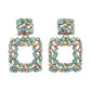 Creative Exaggerated Mixed Color Glass Diamond Retro Tassel Earrings