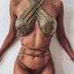 Bikini sexy bikini hot style snake print fabric strappy swimsuit
