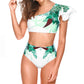 Damen Sexy Zweiteilige Bademode Blumendruck Badeanzug Bikini Schwimmen Beachwear Bikinis