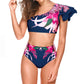 Damen Sexy Zweiteilige Bademode Blumendruck Badeanzug Bikini Schwimmen Beachwear Bikinis