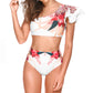 Damen Sexy Zweiteilige Bademode Blumendruck Badeanzug Bikini Schwimmen Beachwear Bikinis