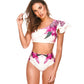 Damen Sexy Zweiteilige Bademode Blumendruck Badeanzug Bikini Schwimmen Beachwear Bikinis