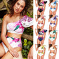 Damen Sexy Zweiteilige Bademode Blumendruck Badeanzug Bikini Schwimmen Beachwear Bikinis