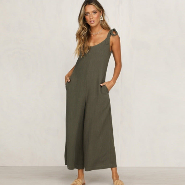 Tuta casual da donna in lino e cotone nuova
