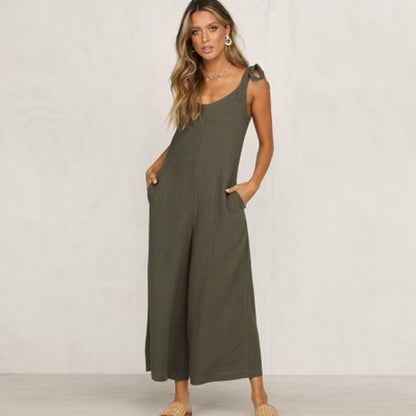 Tuta casual da donna in lino e cotone nuova