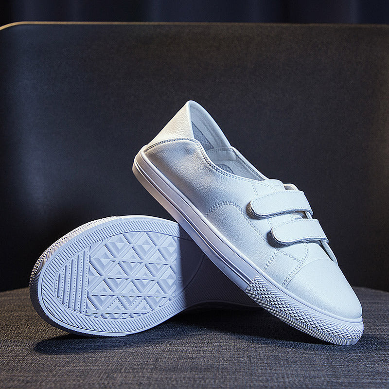 Scarpe bianche piccole con velcro da donna, scarpe piatte rosse e bianche Two Wear A Pedal Net