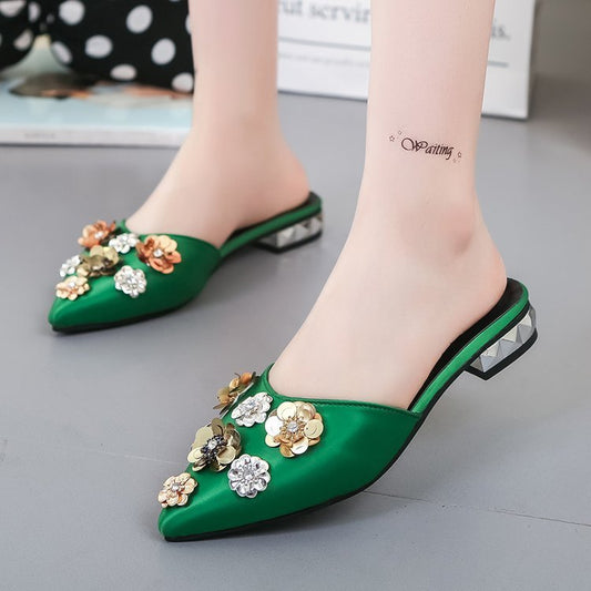 Casual Rhinestone Lazy Cloth Bread Head Sandals Large Size Wholesale