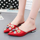 Casual Rhinestone Lazy Cloth Bread Head Sandals Large Size Wholesale