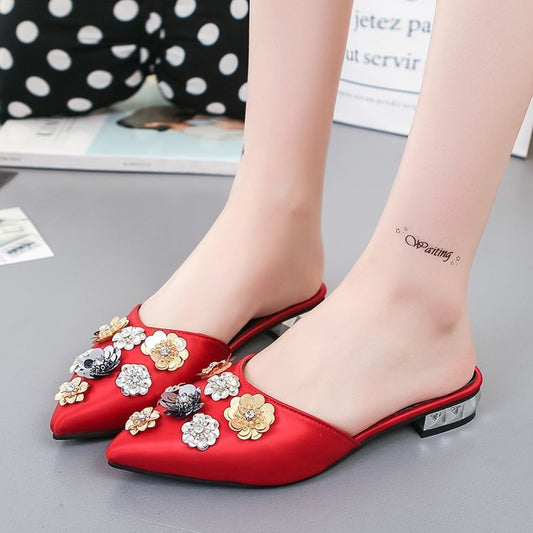 Casual Rhinestone Lazy Cloth Bread Head Sandals Large Size Wholesale