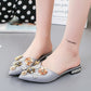 Casual Rhinestone Lazy Cloth Bread Head Sandals Large Size Wholesale
