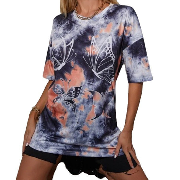 Maglietta a maniche corte da donna con scollo rotondo