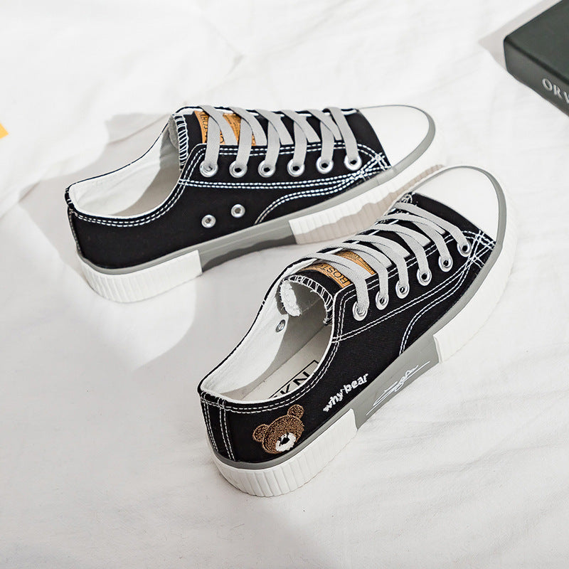 Bear Canvas Shoes For Women Spring New Korean Board