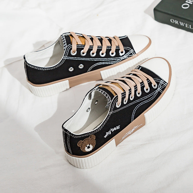 Bear Canvas Shoes For Women Spring New Korean Board