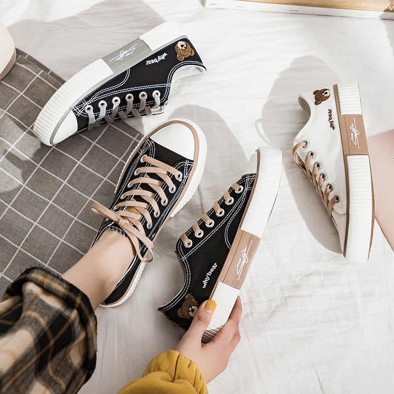 Bear Canvas Shoes For Women Spring New Korean Board