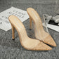 Simple And Versatile Pointed Transparent High Heel Women'S Sandals And Slippers