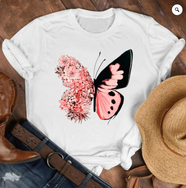 Loose Large Fashion Butterfly T Shirt Personality Trend Bottoming Shirt