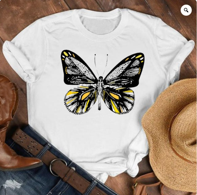 Loose Large Fashion Butterfly T Shirt Personality Trend Bottoming Shirt