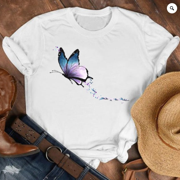 Loose Large Fashion Butterfly T Shirt Personality Trend Bottoming Shirt