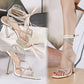 Nuove scarpe con tacco alto in cristallo con cinturino in strass, moda europea e americana, estate