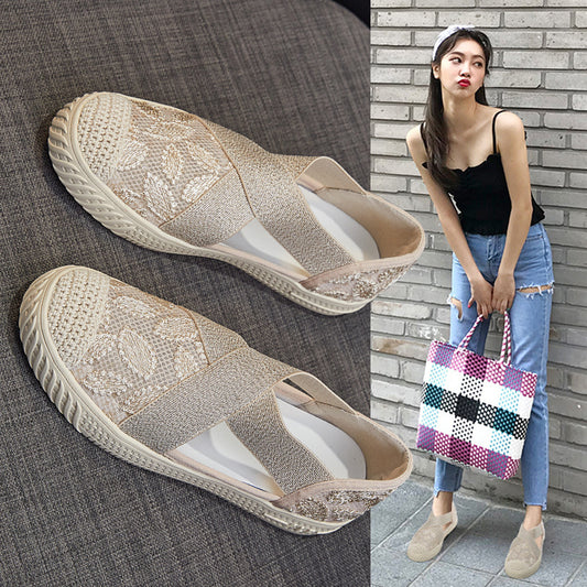 Scarpe estive traspiranti in rete, nuove, con un pedale piatto, scarpe pigre per studenti