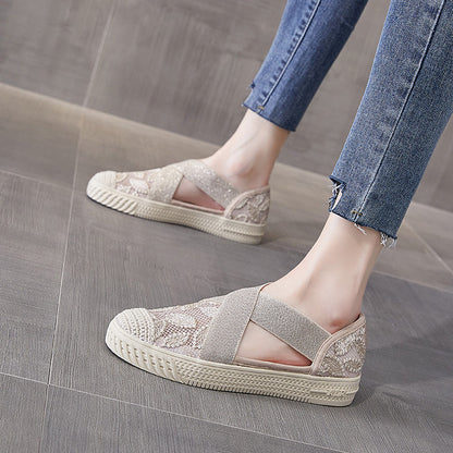 Scarpe estive traspiranti in rete, nuove, con un pedale piatto, scarpe pigre per studenti