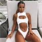 Solid One Piece Women Sexy Swimsuit Bandage Bikini