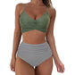 Cross Strap High Waist Printed Split Ladies Bikini