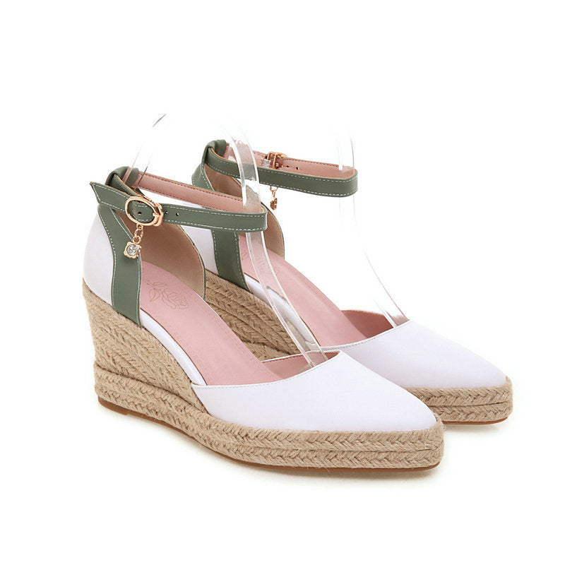 Scarpe con zeppa espadrillas da donna Dorsay con cinturino alla caviglia