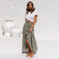 Women's High Waist Slim Cotton And Linen Skirt