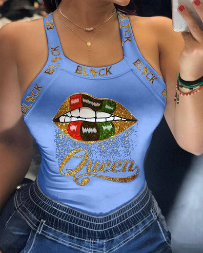 Maglietta con stampa sexy a fionda da donna europea e americana