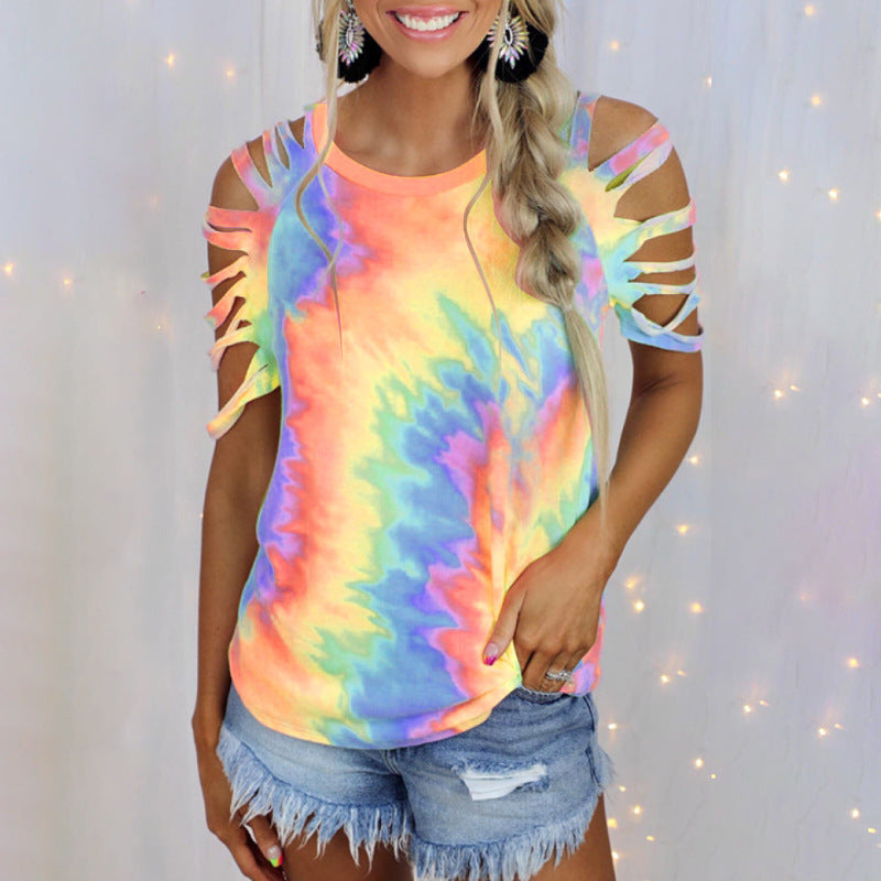 Women's Tie-dye Print Short Sleeves
