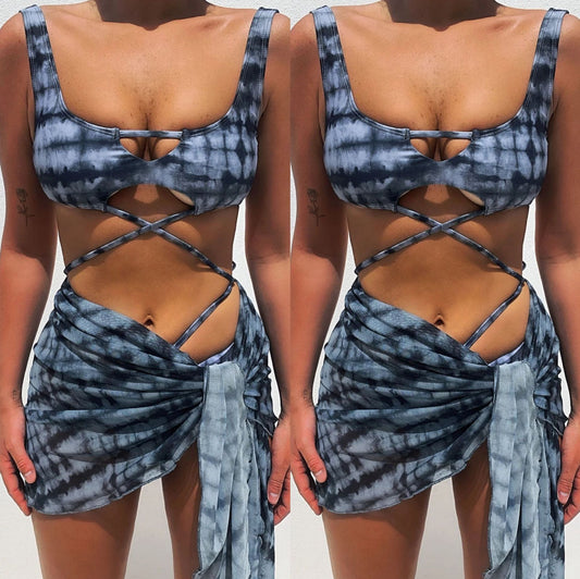 Sexy 3-teiliger Badeanzug für Damen, Push-Up-Bikini, gepolstert, brasilianischer Sommer-Badeanzug, Tanga-Bikini